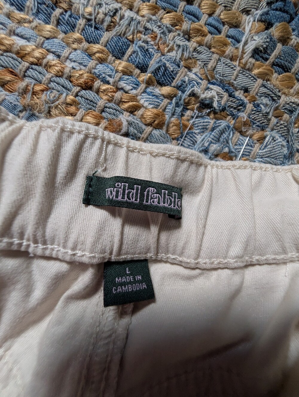 Cream Denim Cargo Barrel Leg Pants L High Rise Utility Casual Streetwear Edgy - Picture 2 of 9